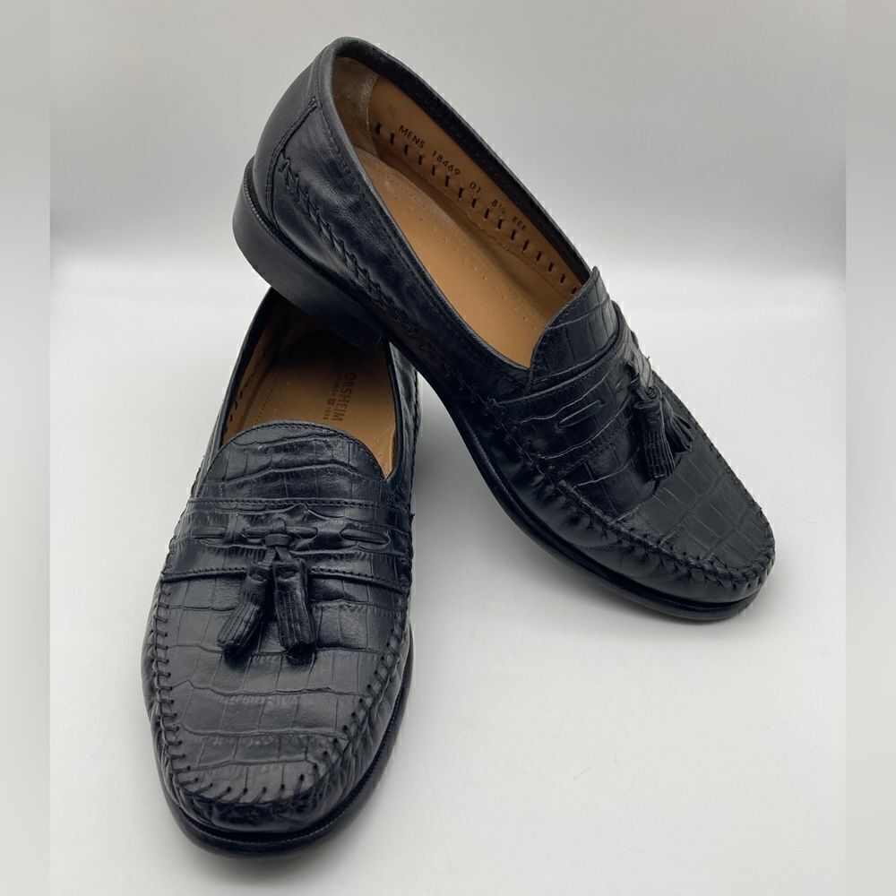 Florsheim 18469 Alligator Print Black Leather Men’s Loafers Size 8 1/2 EEE